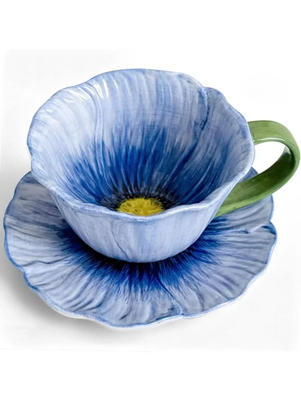 Elegant Floral Ceramic Tea Cups & Saucers Set - 10 oz Microwave & Dishwasher